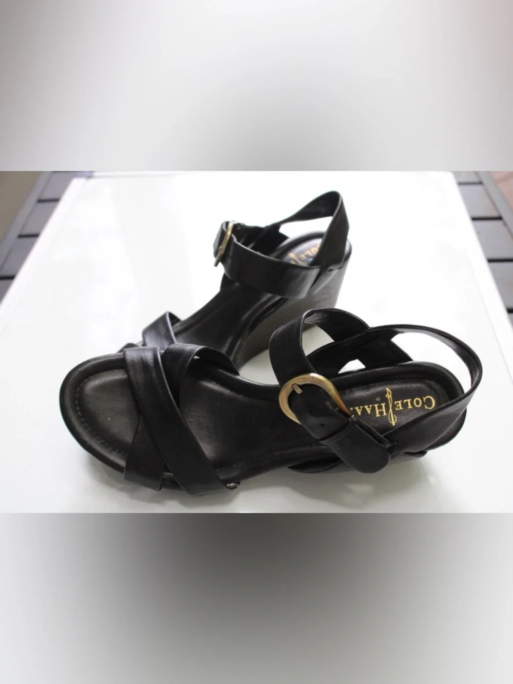 Cole Haan criss cross leather wedges